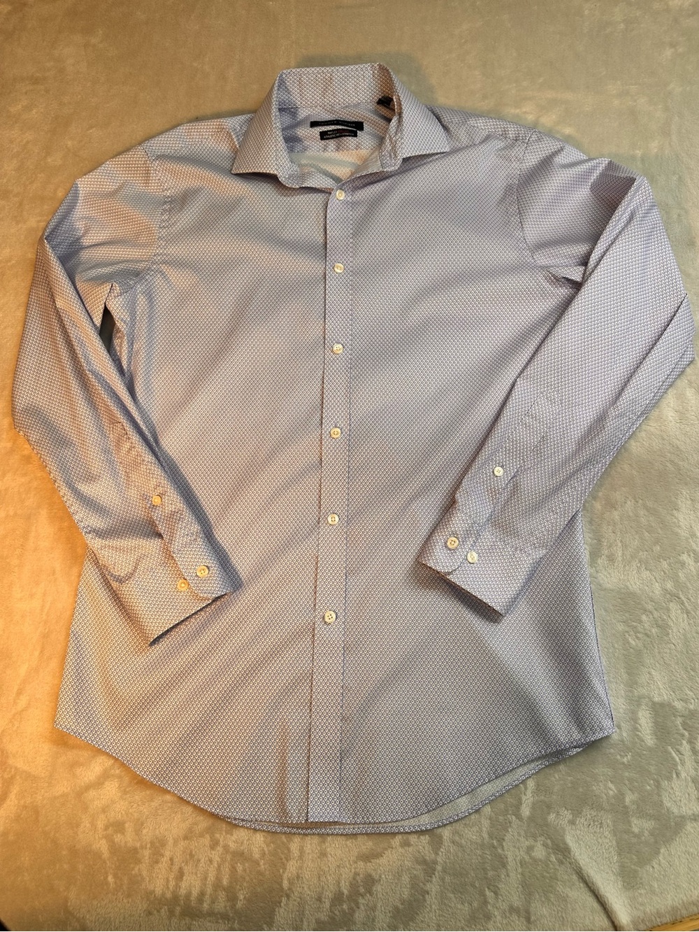 Tommy Hilfiger TH Flex Athletic Fit Stretch Dress Shirt Blue Geometric Men’s